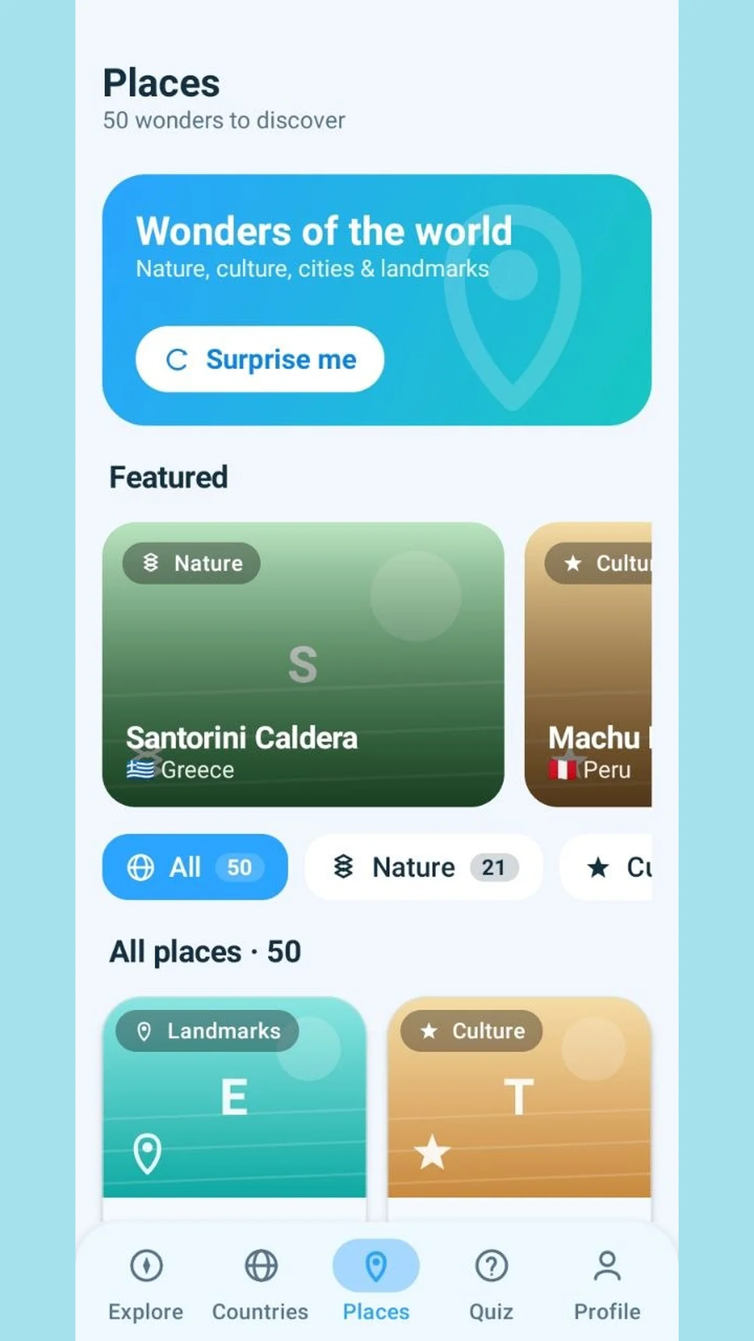 Places tab